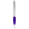 bolígrafo plateado con empuñadura de color “nash” púrpura vista1