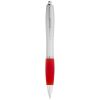 bolígrafo plateado con empuñadura de color “nash” rojo vista1