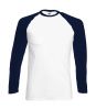 Camisetas manga larga fruit of the loom baseball manga larga blanco azul marino con impresión vista 1