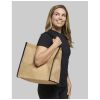 bolsa tote de yute con bordes contrastados harry burgundy/blanco vista2