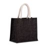 bolsa estilo cesta de tela de yute, modelo mediano negro/silver vista4
