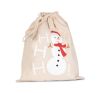 bolsa algodón cierre cordón, diseño muñeco de nieve natural vista1
