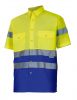 Camisas reflectantes velilla bicolor manga corta alta visibilidad 142 de algodon amarillo flúor azulina vista 1