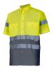 Camisas reflectantes velilla bicolor manga corta alta visibilidad 142 de algodon amarillo flúor gris vista 1