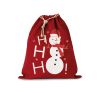 bolsa algodón cierre cordón, diseño muñeco de nieve cherry red vista1
