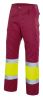 Pantalones reflectantes velilla multibolsillos bicolor alta visibilidad de algodon granate amarillo flúor vista 1