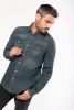 camisa denim manga larga hombre manga larga burgundy/blanco vista1