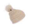 gorro con pompón - hilo reciclado beige vista1