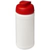 bidón deportivo con tapa flip de 500 ml baseline™ plus blanco/red vista1
