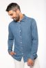 camisa denim hombre manga larga burgundy/blanco vista1