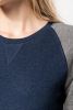 Sudadera Bi-color algodón orgánico Cuello redondo Mangas raglan para mujer Manga larga