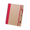 Cuadernos con anillas tunel de cartón ecológico rojo con logo vista 1