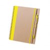 Cuadernos con anillas tunel de cartón ecológico amarillo con logo vista 1