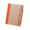 Cuadernos con anillas tunel de cartón ecológico naranja con logo vista 1