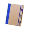 Cuadernos con anillas tunel de cartón ecológico azul con logo vista 1
