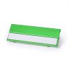 Acreditaciones bindel de metal verde claro con logo vista 1