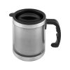 Taza termo coffee de metal plata con logo vista 1