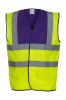 Chalecos reflectantes yoko de seguridad de 2 franjas fluo fluo yellow purple con impresión vista 1