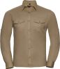 camisa de sarga roll-up manga larga hombre manga larga khaki beige vista1