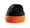 gorro bicolor con dobladillo negro/orange vista2