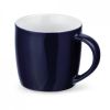 Taza clásica comander de cerámica azul marino con logo vista 1