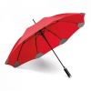 Paraguas clásicos pula de plástico rojo con publicidad vista 1