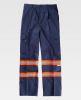 Pantalones reflectantes workteam recto fluorescentes de poliéster azul marino naranja flúor para personalizar vista 1