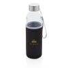 botella de vidrio con funda de neopreno negro vista2