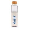 botella de vidrio de borosilicato con funda de pu texturizad blanco-gris vista2