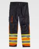 Pantalones reflectantes workteam combinado bandas reflectantes fluorescent negro naranja fluor con publicidad vista 1