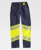 Pantalones reflectantes workteam tejido elastico bidireccional combina azul marino amarillo flúor con publicidad vista 1