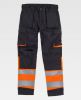 Pantalones reflectantes workteam combinado y dos bolsill negro naranja fluor con publicidad vista 1
