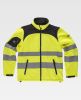 Soft shell trabajo workteam c amarillo fluor negro con publicidad vista 1