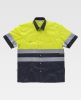 Camisas reflectantes workteam combinada mc y 2 bolsill azul marino amarillo flúor con publicidad vista 1