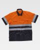 Camisas reflectantes workteam combinada mc y 2 bolsill azul marino naranja flúor con publicidad vista 1