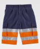 Pantalones reflectantes workteam bermuda combinada alta visibilid azul marino naranja flúor con publicidad vista 1