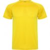 Camisetas técnicas roly montecarlo de poliéster amarillo con logo vista 1