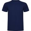 Camisetas técnicas roly montecarlo de poliéster azul marino con logo vista 1