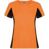 Camisetas técnicas roly shangai mujer de poliéster naranja fluor negro vista 1