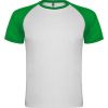 Camisetas técnicas roly indianapolis de poliéster blanco verde helecho con publicidad vista 1