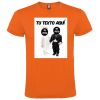 Camisetas despedida hombre de despedida en manga corta con diseño de novios bebes 100% algodón naranja con impresión vista 1