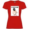 Camisetas despedida mujer ajustada con diseño de novia con bate para poner tu foto 100% algodón rojo vista 1