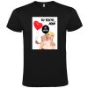 Camisetas despedida hombre para fiestas con diseño de muñeca hinchable y globo 100% algodón negro con impresión vista 1