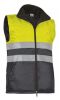 Chalecos reflectantes valento alta visibilidad con bolsillos de poliéster amarillo fluor gris carbon con logo vista 1