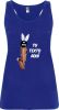 camiseta de tirantes de despedida para mujer en color con diseño de conejita azul royal con logo vista 1