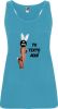 camiseta de tirantes de despedida para mujer en color con diseño de conejita turquesa con logo vista 1