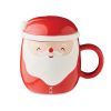 santa taza cerámica con tapa 370 ml burgundy/blanco vista1