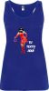 camiseta de tirantes de despedida para mujer en color con diseño de diablesa azul royal con logo vista 1