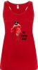 camiseta de tirantes de despedida para mujer en color con diseño de diablesa rojo con logo vista 1