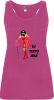 camiseta de tirantes de despedida para mujer en color con diseño de diablesa roseton con logo vista 1